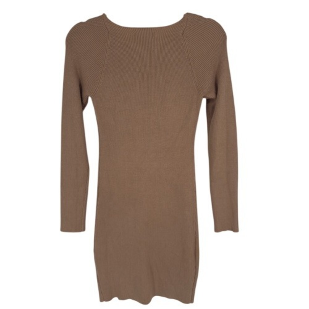 Mable Margot Mocha Ribbed Knit Sweater Mini Sweetheart Neckline Size M - Picture 4 of 8
